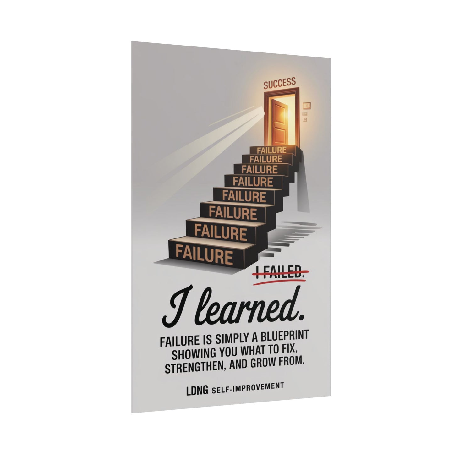 Self-Improvement Wall Art Poster - "i failed, LEARNED"