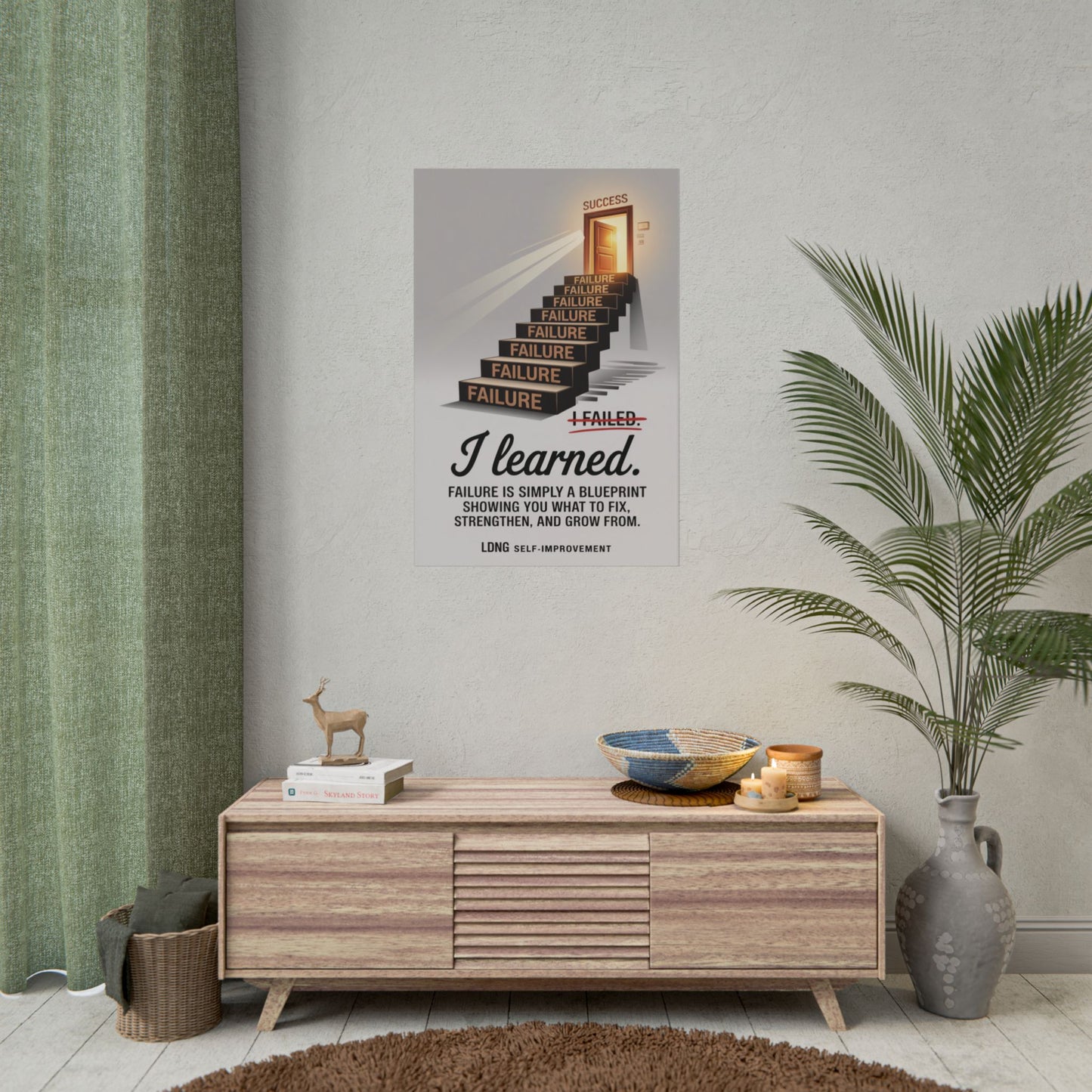 Self-Improvement Wall Art Poster - "i failed, LEARNED"